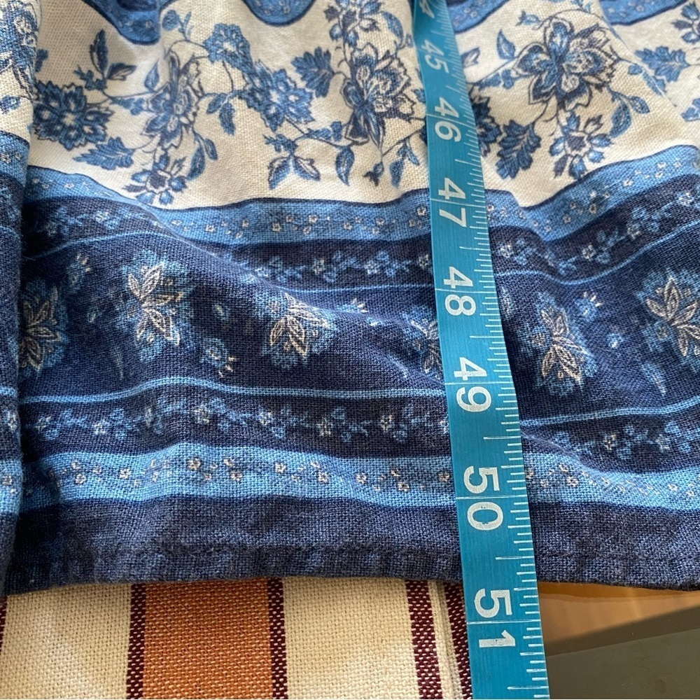 By The River Blue White Porcelain Floral Print Linen Blend Cut Out Midi Dress L - Picture 12 of 16